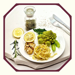 HR.4 ~ Rosmarin-Zitronen-Hähnchen mit Romanesco im Nudelnest