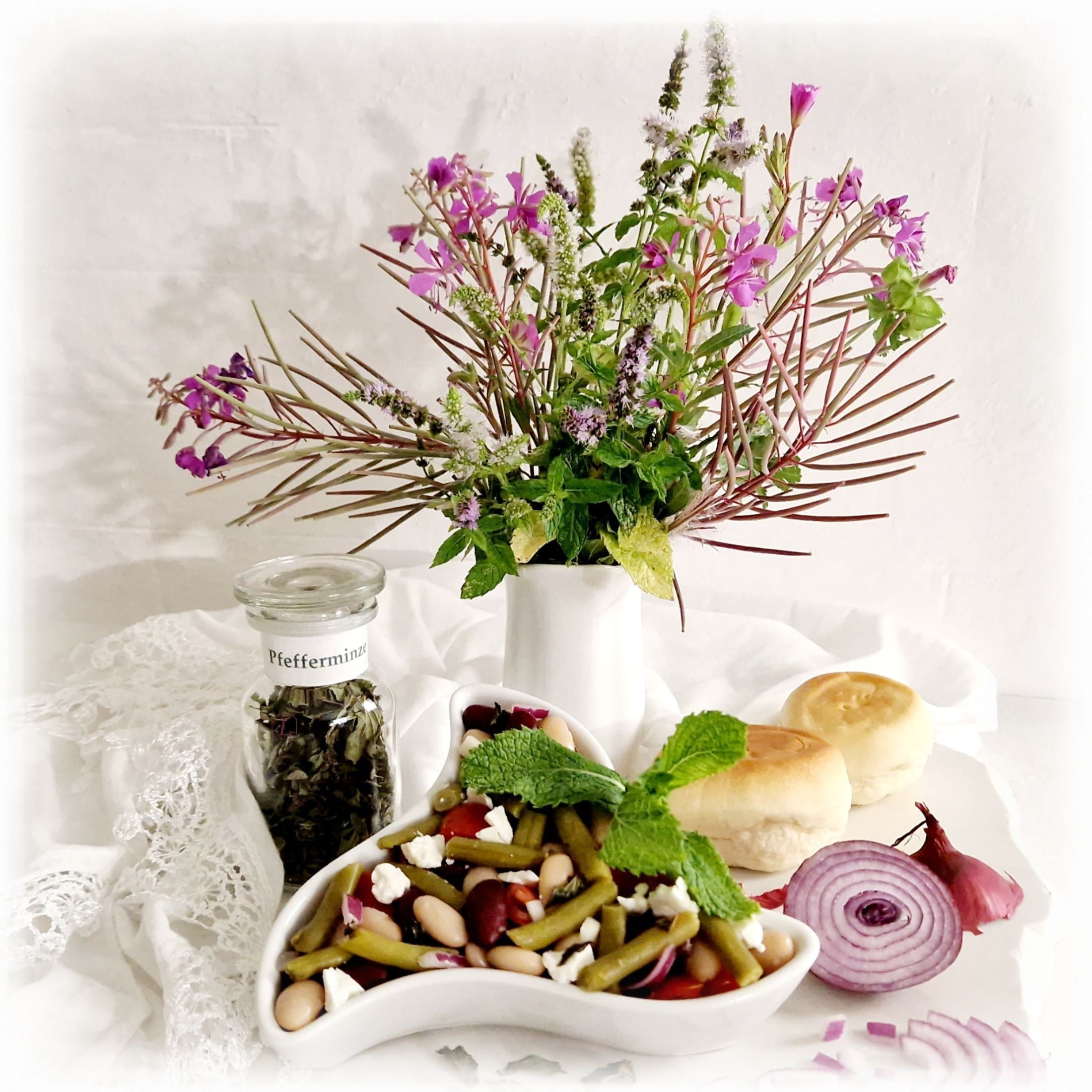 PFEFFERMINZE  ~  Griechischer Minz-Bohnen-Salat - Kontor-der-Lydia