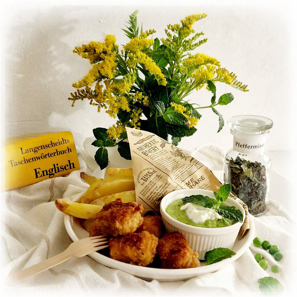 PFEFFERMINZE  ~  Fish & Chips and Minted Mushy Peas