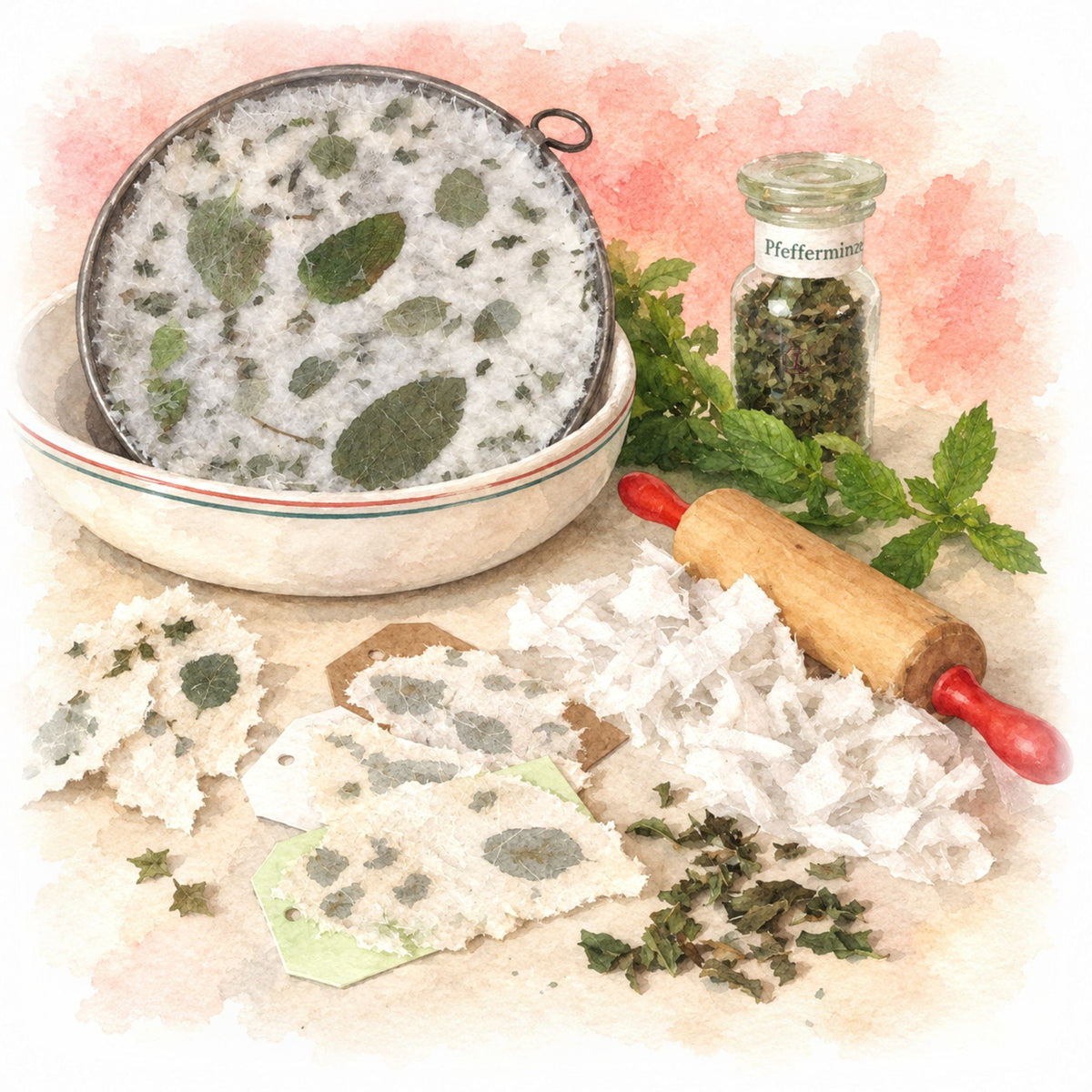PFEFFERMINZE  ~  Handgeschöpftes Minze-Papier